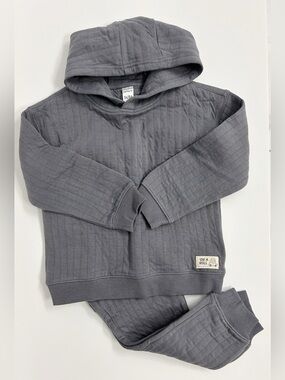 Carter's Boys Charcoal Grey Ribbed Quilted Hoodie and Jogger Lounge Set 5T